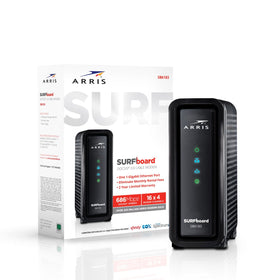 ARRIS SB6183 back panel with coax and Ethernet connectors for easy installation