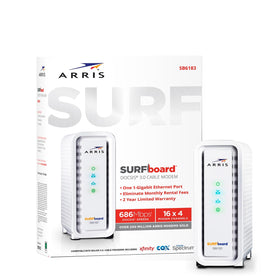 ARRIS SB6183 back ports with coax and Ethernet connections for setup