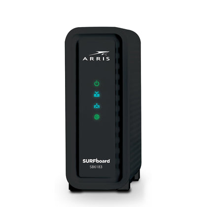 ARRIS SB6183 front view showing compact design and ventilation for better cooling