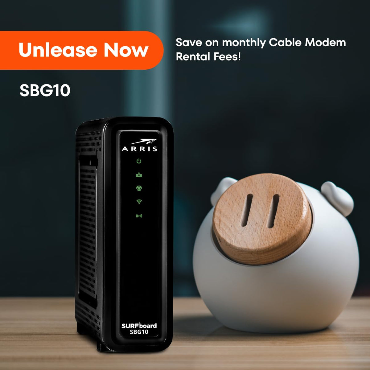 ARRIS SBG10 app setup screen guiding quick configuration and monitoring.