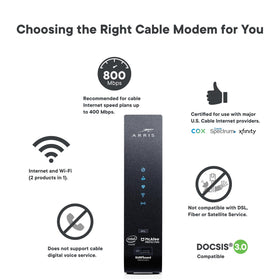 ARRIS SBG7400AC2 rear ports close-up with four 1 Gbps Ethernet ports for fast wired connections