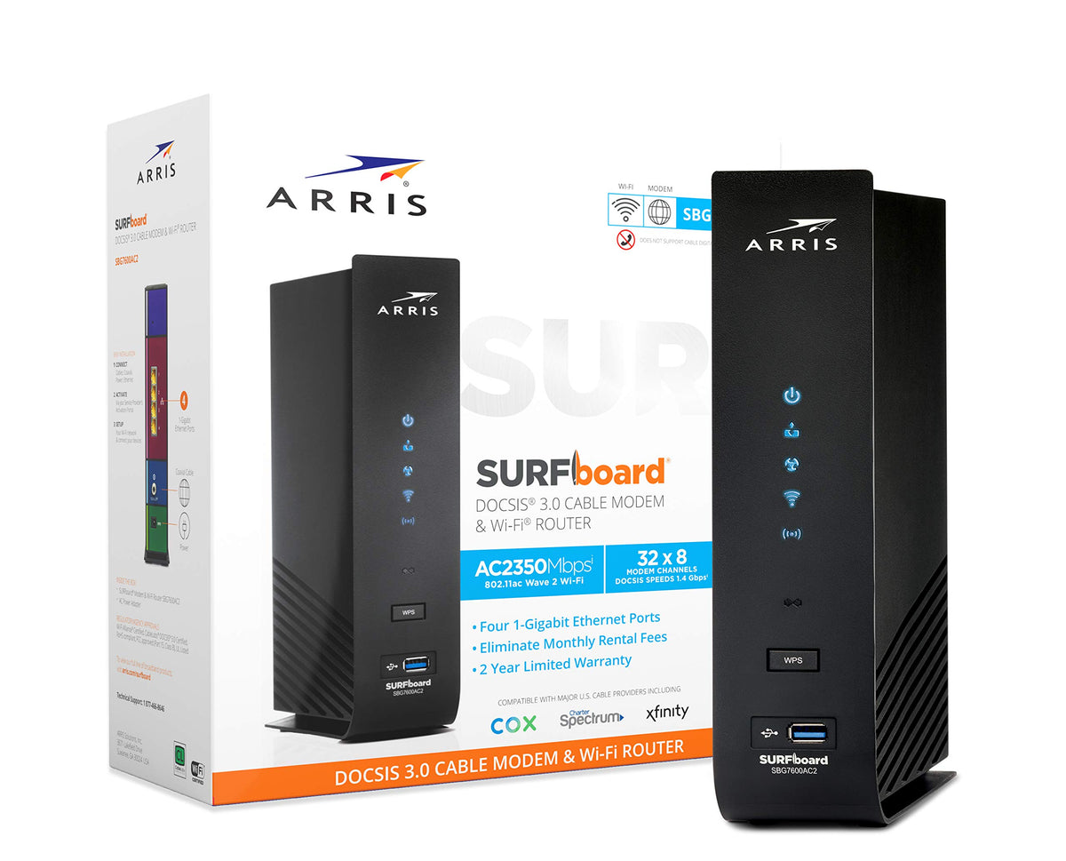 ARRIS SBG7600AC2 modem-router combo for high-speed home connectivity.
