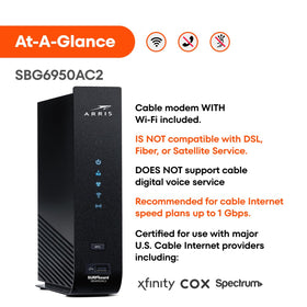 ARRIS Surfboard SBG6950AC2 app setup screen for quick network management