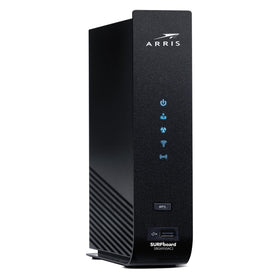 ARRIS Surfboard SBG6950AC2 front view showing dual band Wi Fi and four ports for fast networking