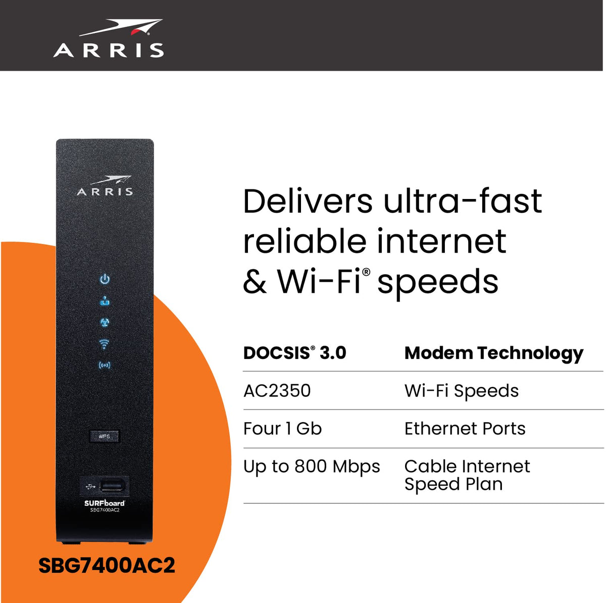 Commscope ARRIS SBG7400AC2-RB app setup screen for easy configuration