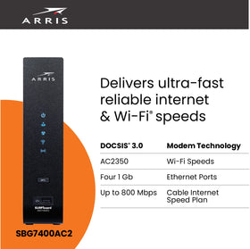 Commscope ARRIS SBG7400AC2-RB app setup screen for easy configuration