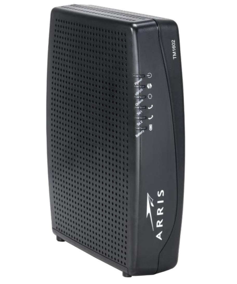 ARRIS TM1602A rear ports with Ethernet and phone jacks for flexible connections