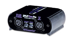 ART Splitcom Pro front panel showing XLR connectors and controls, ensures reliable routing