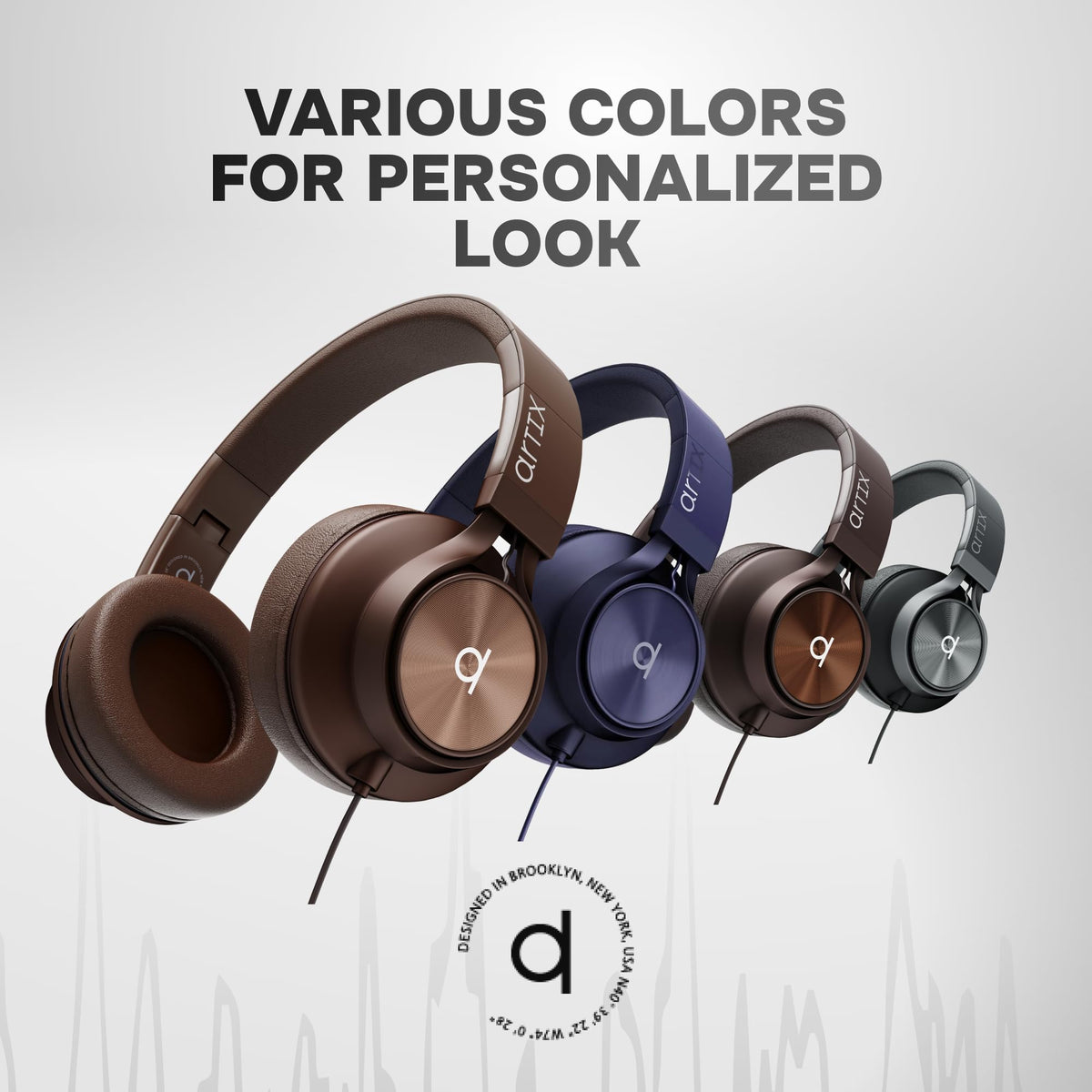 ARTIX headphones beside smartphone to show scale for portability