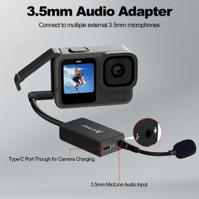 Artman adapter plugged into GoPro demonstrating improved audio capture for vlogs
