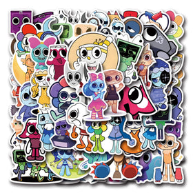 Artvibe Dandys World stickers collection adds vibrant characters to a laptop for personal flair.