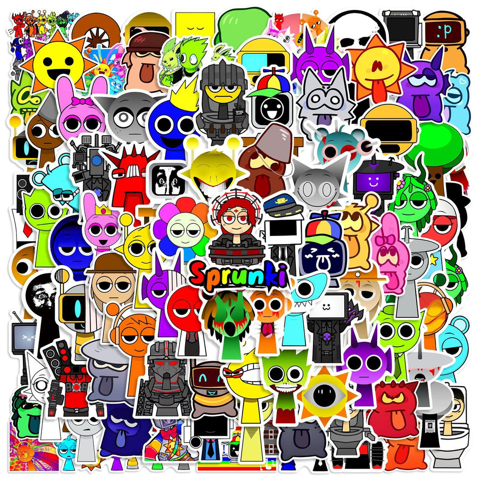 Artvibe Sprunki stickers on a laptop, durable daily personalization.