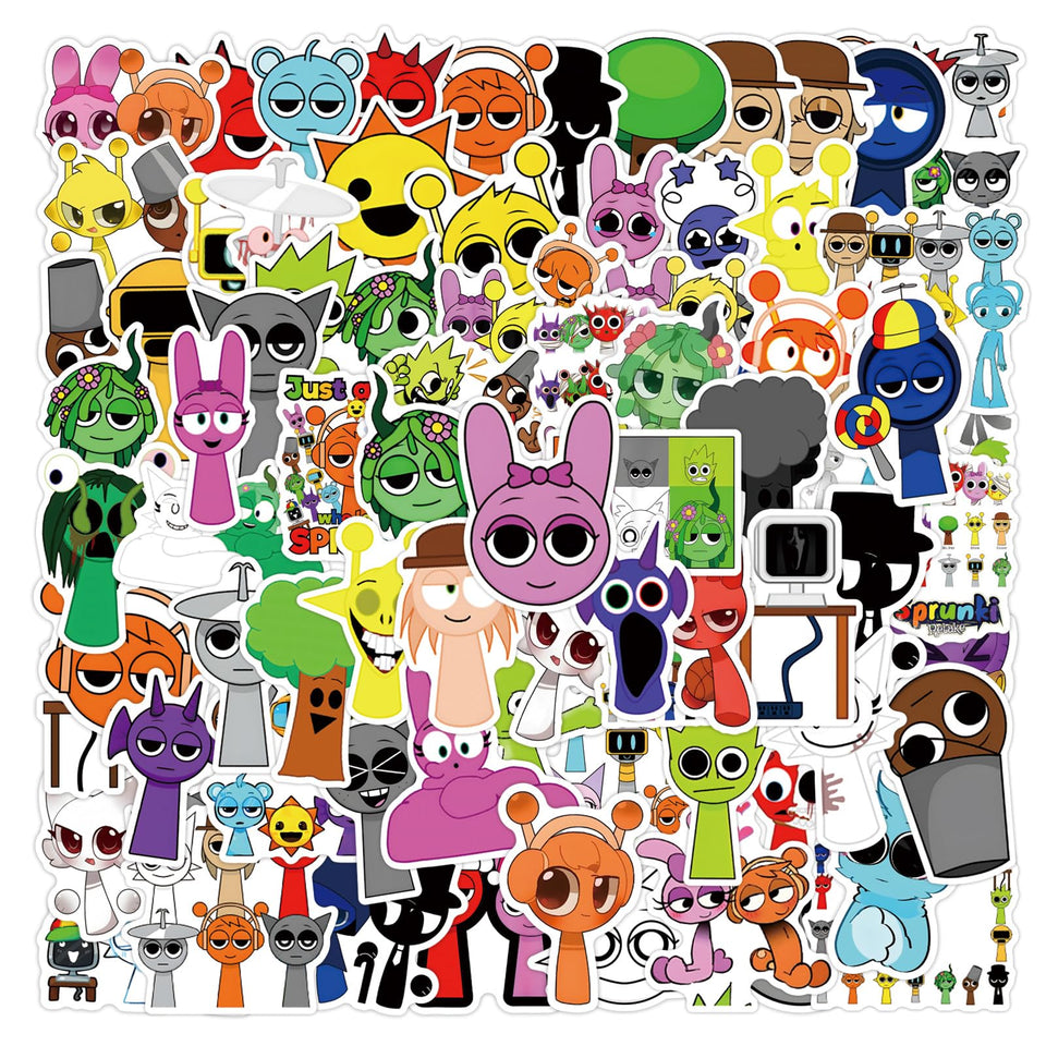 Artvibe Sprunki stickers variety pack on a notebook for playful personalization.
