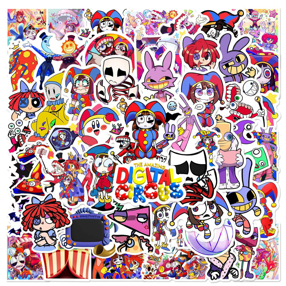 Artvibe TADC Pomni laptop sticker portrait for bright, portable style.