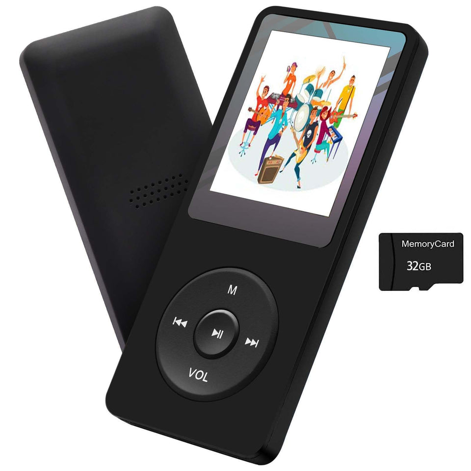 Arungo MP3 Player 32GB display showing clear menu for easy navigation.