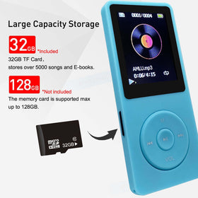 Arungo MP3 Player 32GB with included earphones for immediate listening