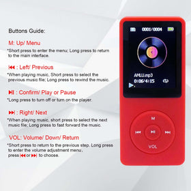 Arungo MP3 Player 32GB red with earphones for on-the-go listening