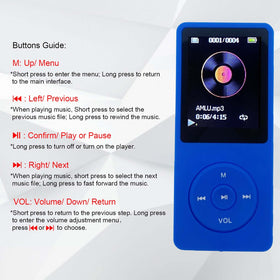 Arungo MP3 Player blue side view highlights sleek profile for pockets