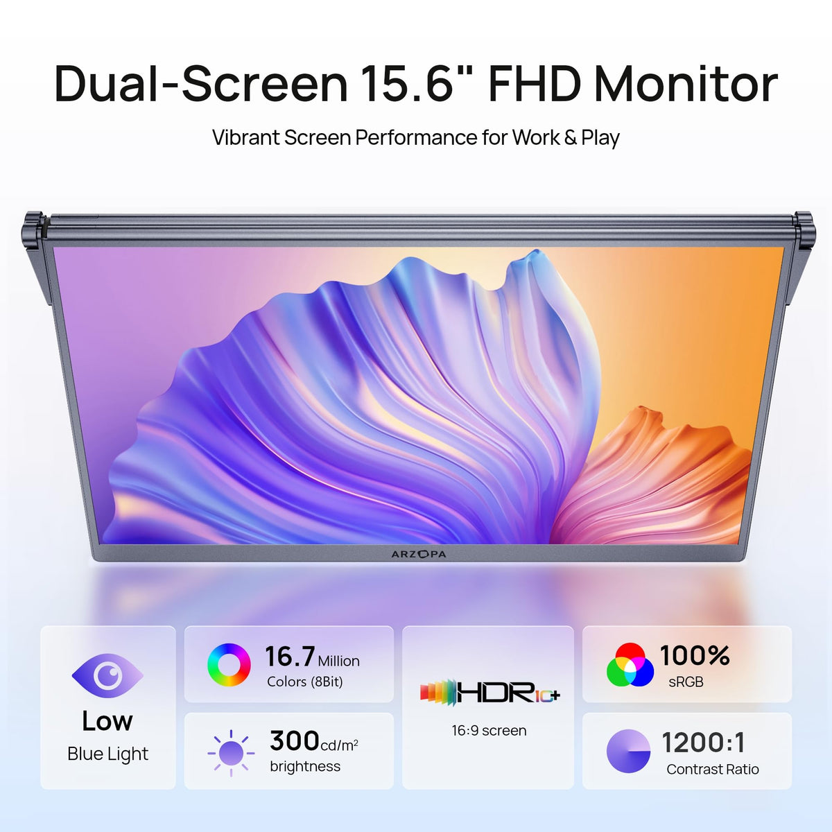 ARZOPA 1080p IPS panel with 100% sRGB vivid colors for design work