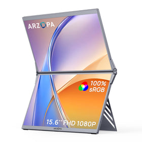 ARZOPA 15.6-inch dual monitor foldable stackable for travel and productivity