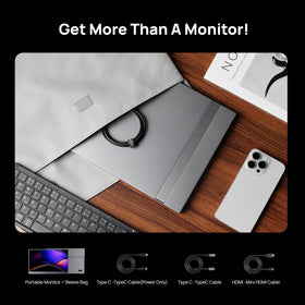 ARZOPA 16.1-inch monitor with protective sleeve for travel protection.