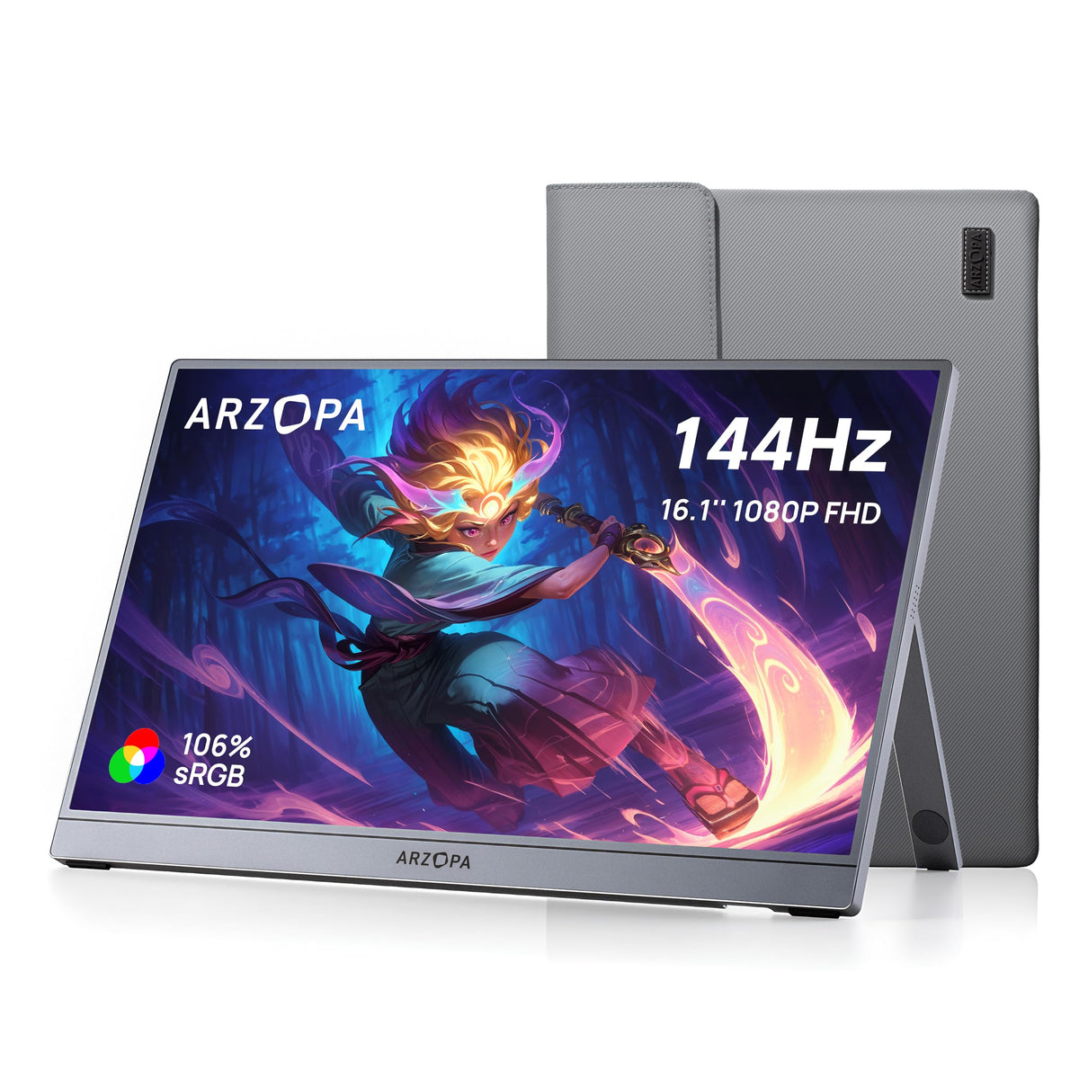 ARZOPA 16.1-inch portable monitor front view for on-the-go gaming.