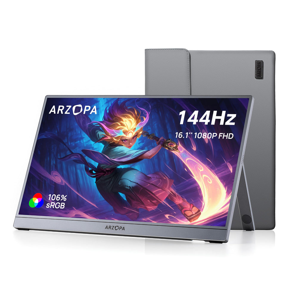 ARZOPA 16.1-inch portable monitor front view for on-the-go gaming.