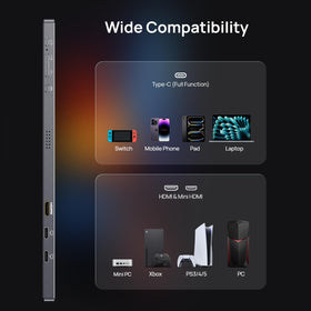 ARZOPA 16.1-inch portable monitor gray back panel and clean cable routing