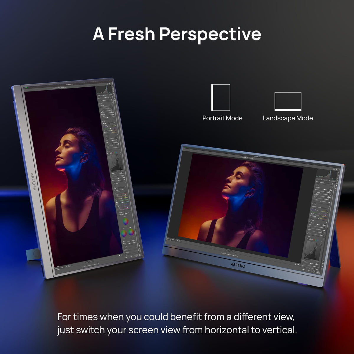 ARZOPA 16.1-inch portable monitor gray ultra-portable design fits easily in bags