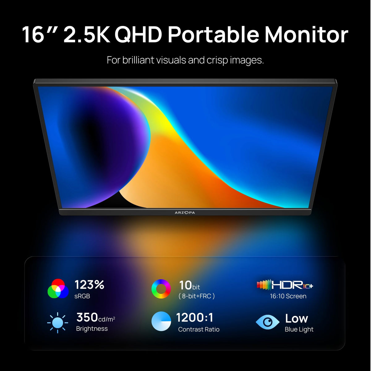 ARZOPA 16-inch portable monitor side view highlighting slim profile for travel