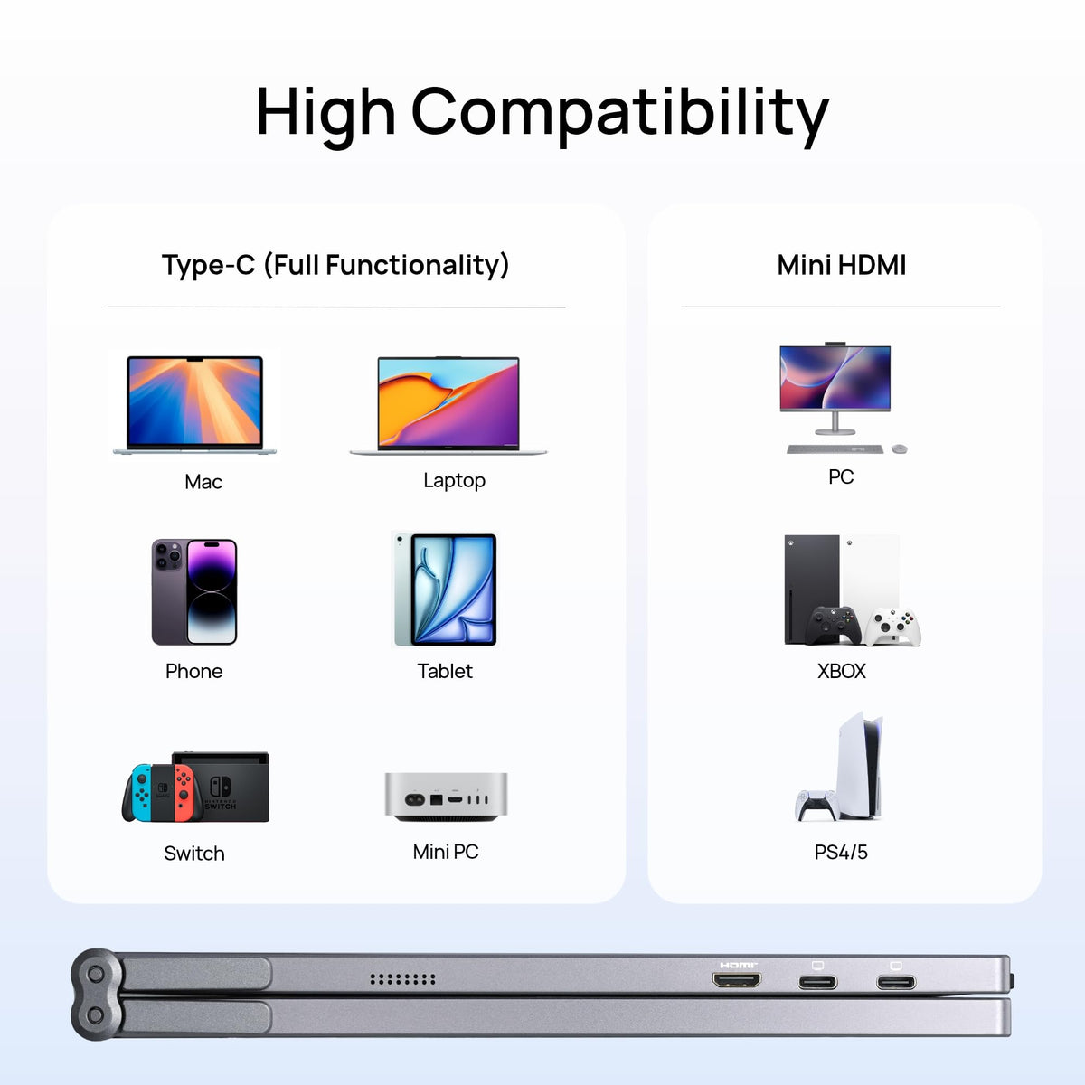 ARZOPA 315-degree adjustable dual screens for comfortable viewing