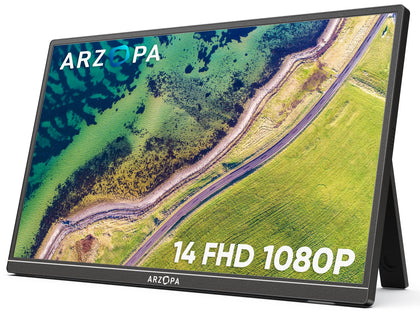 ARZOPA portable monitor 14-inch FHD display front view for travel clarity