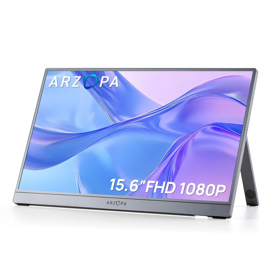 ARZOPA portable monitor 15.6-inch IPS display with wide viewing angles for vibrant visuals.