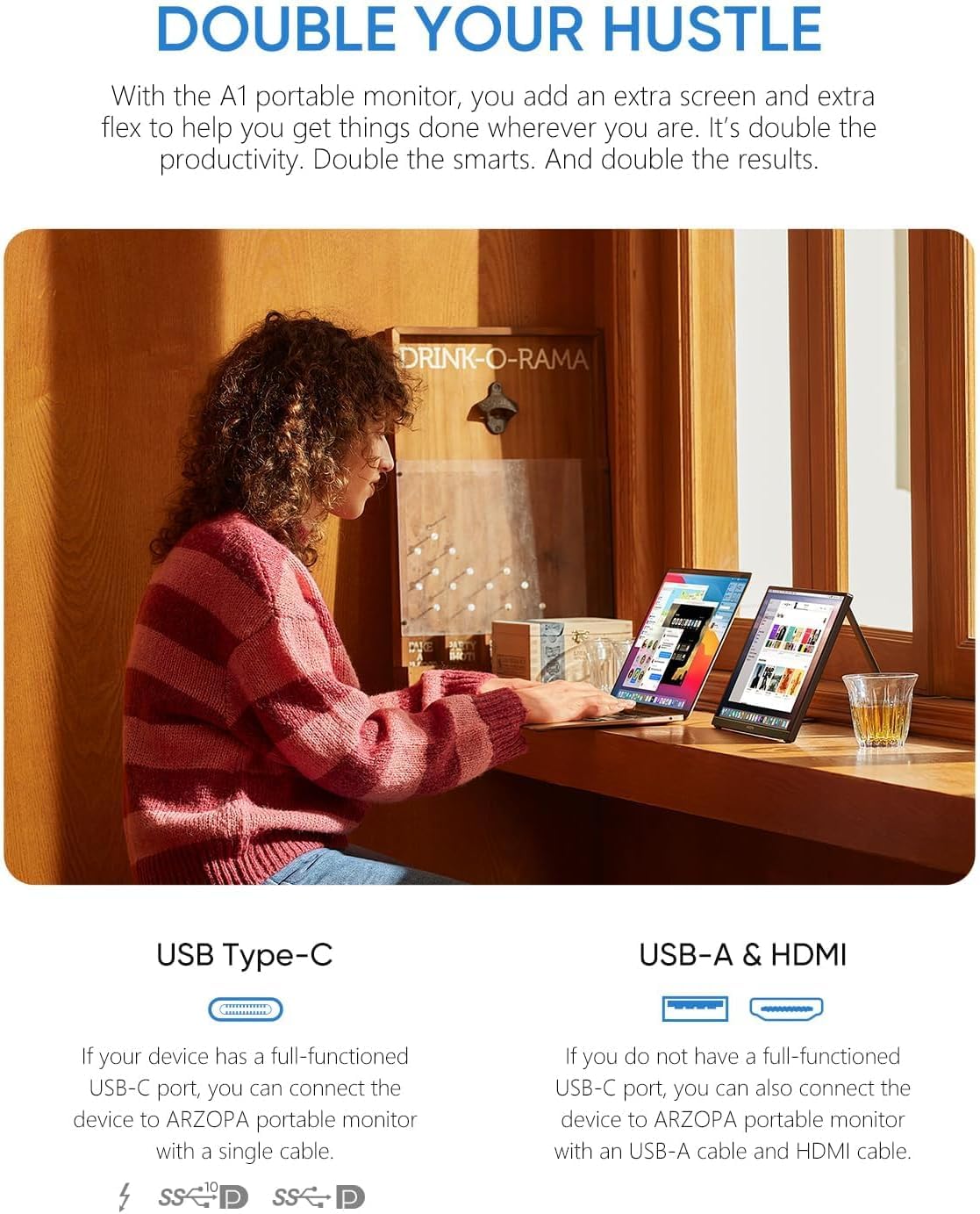 ARZOPA monitor with built-in kickstand adds ergonomic viewing angles for comfortable sessions.