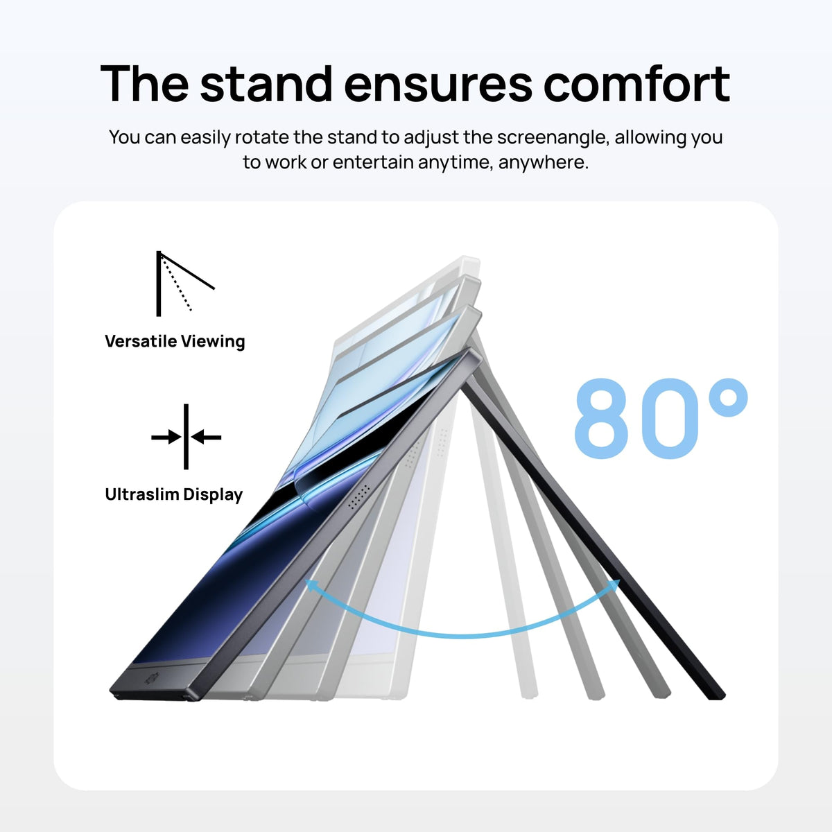 ARZOPA ultra-slim monitor highlights 0.35-inch thickness for travel convenience.