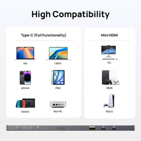ARZOPA monitor connects via USB-C and HDMI for easy plug-and-play use.
