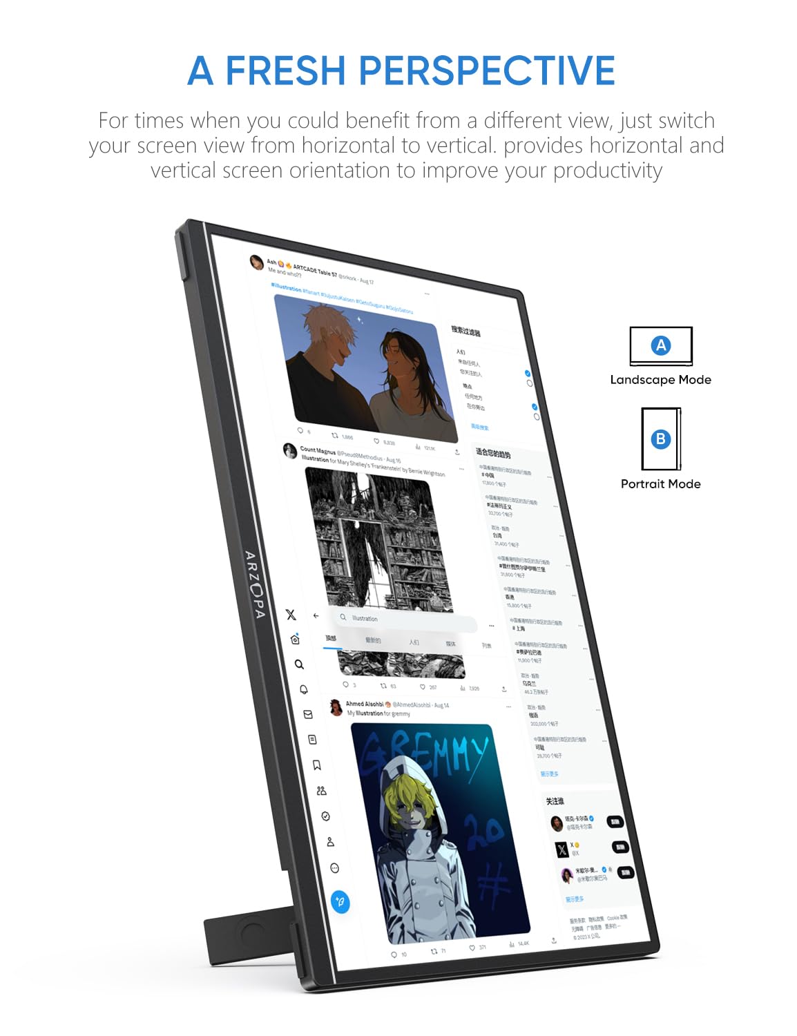 ARZOPA monitor with USB-C and Mini HDMI connectivity for versatile setup