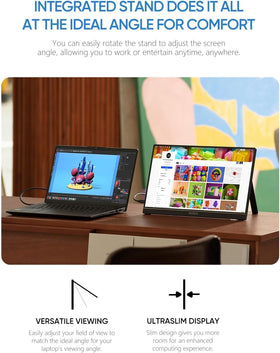 Plug-and-play USB-C and HDMI connectivity simplifies setup with ARZOPA monitor.