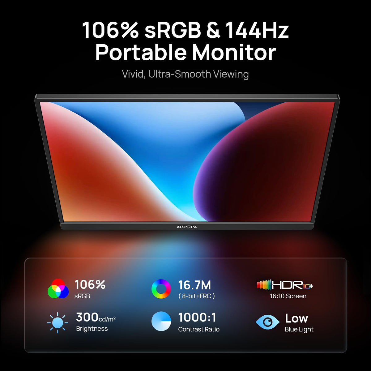ARZOPA Z1FC 144Hz refresh for smooth motion in gaming