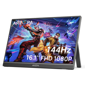 ARZOPA Z1FC 16.1-inch display front angle showing portable gaming setup