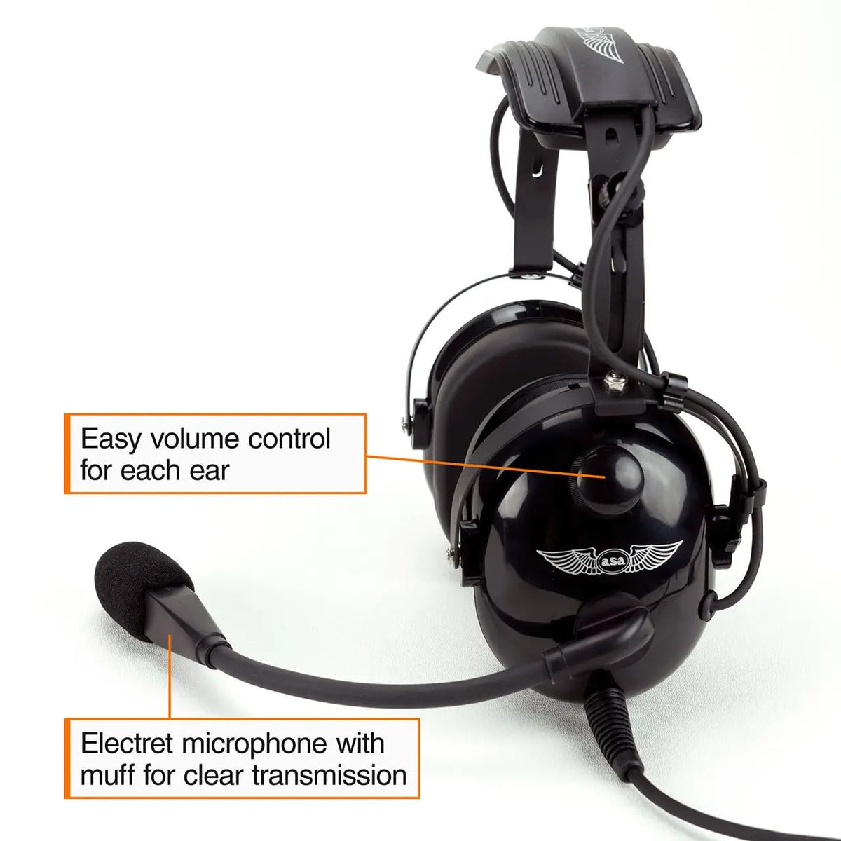 ASA HS-1 headset side view highlighting lightweight comfort for long sessions.