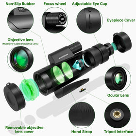 Asacam objective lens detail highlighting 50mm glass for brighter distant views
