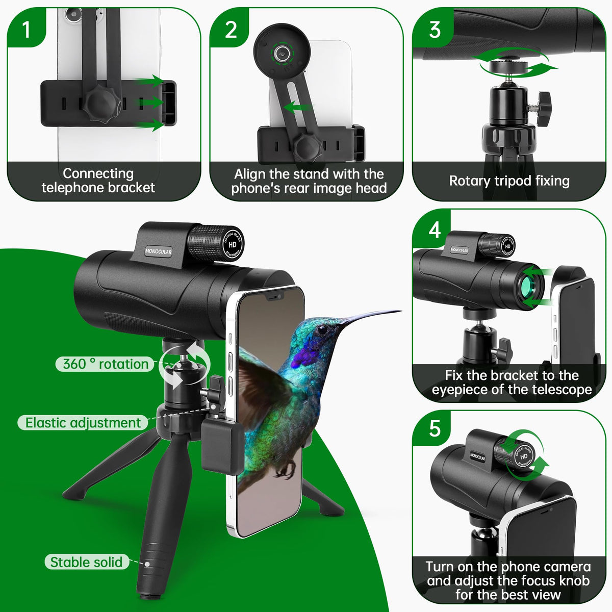 Asacam with smartphone mount attached enabling easy recording
