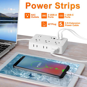 Asamoom lifestyle desk setup powering laptop and phone for organized charging benefit
