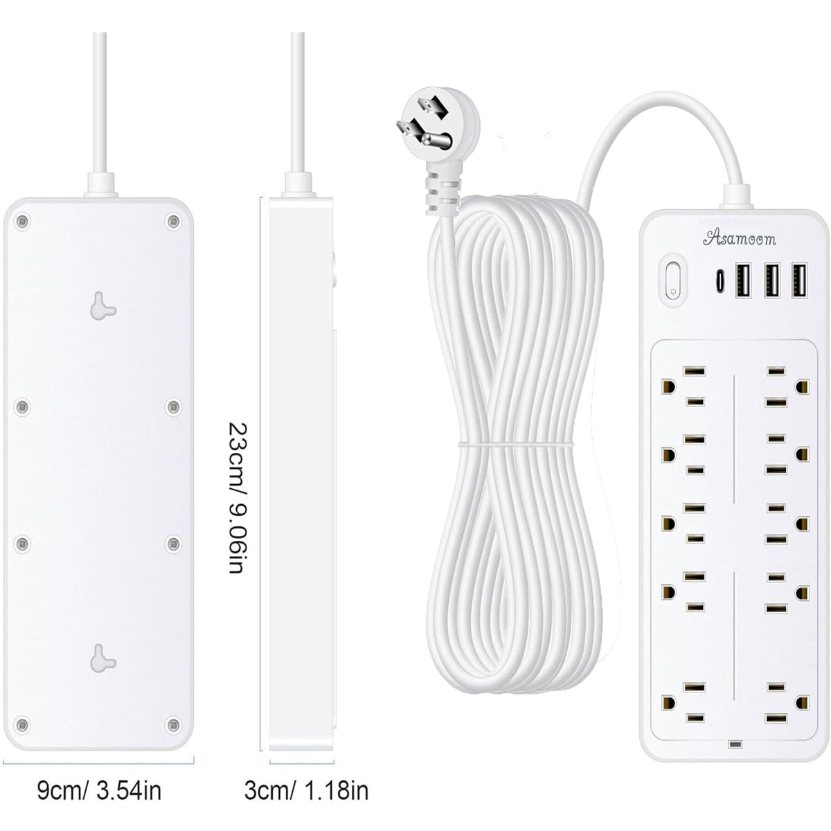Asamoom long 20ft cord stretched across a room for flexible placement