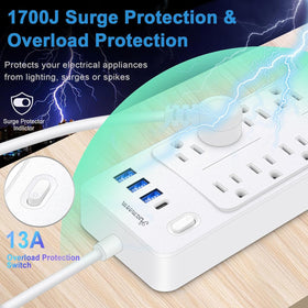Asamoom USB ports closeup including USB-C for fast device charging