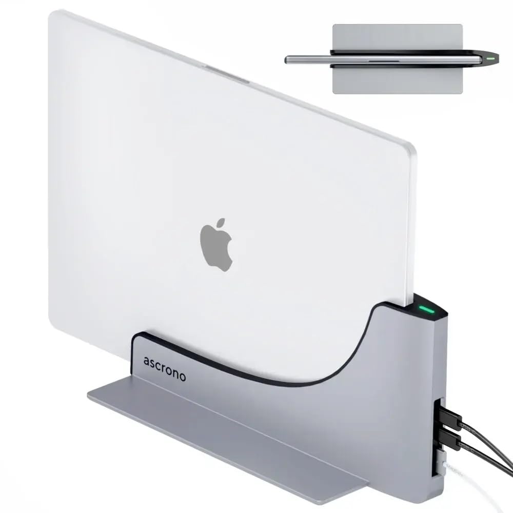 Ascrono Dock for 14-inch MacBook Pro showing compact desktop connectivity and organization.