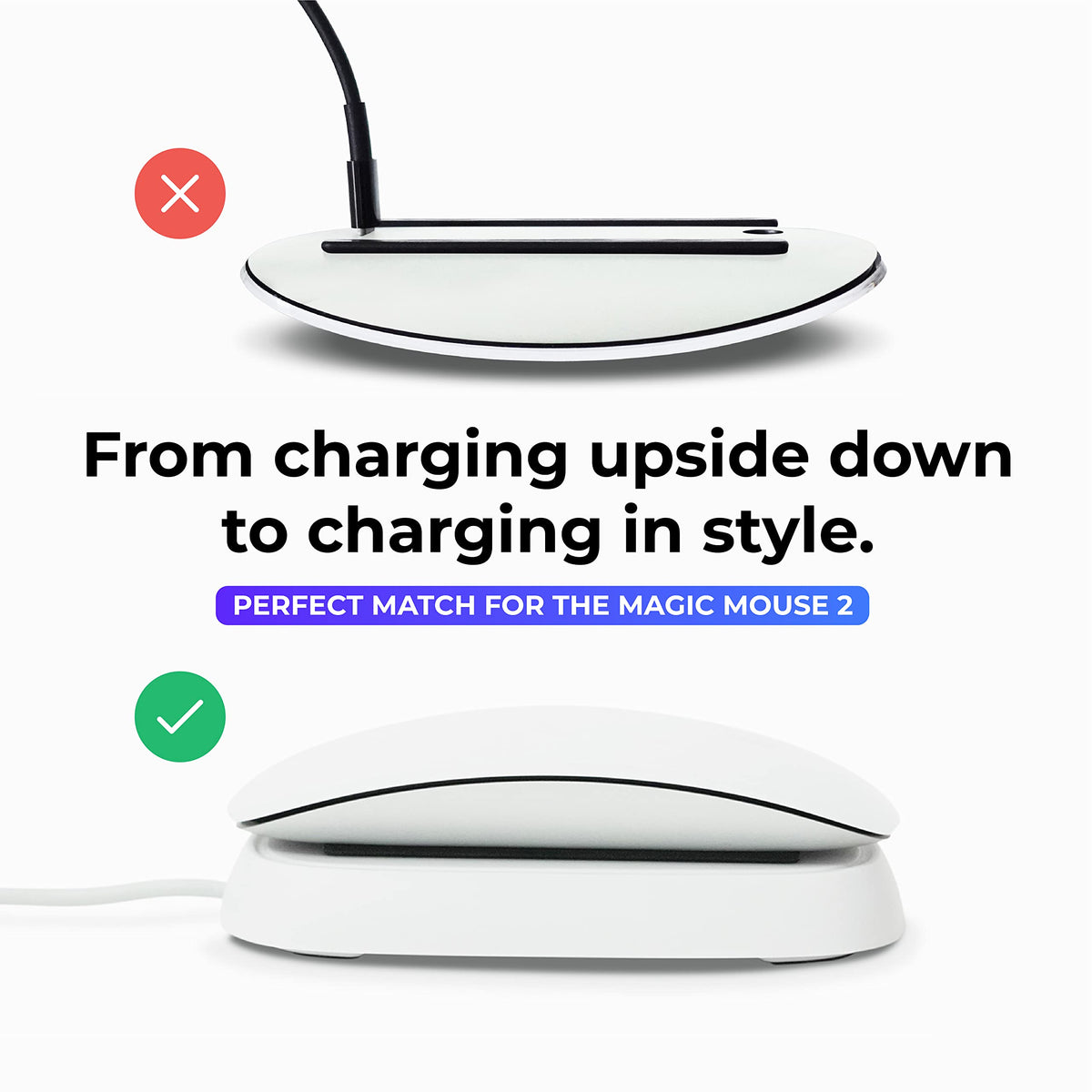 Ascrono close-up of Lightning contact area ensuring secure charging for Magic Mouse