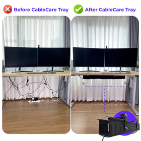 Ascrono Premium black fabric tray providing discreet, accessible cord management.