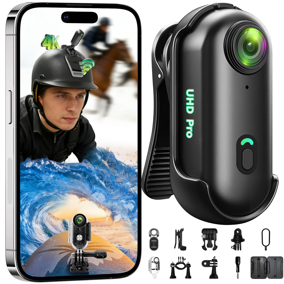 asdazxzx action camera 4K front view for compact, on-the-go filming
